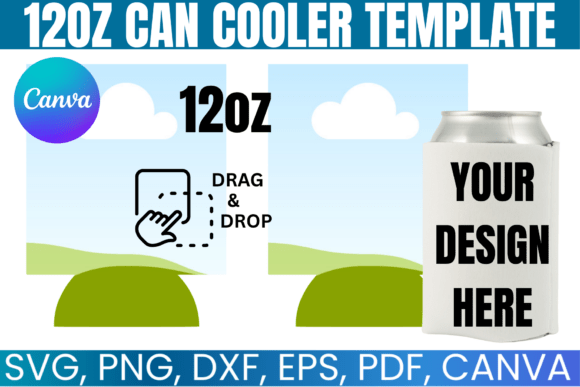 12oz Can Cooler Canva Template: Graphics for Commercial Use