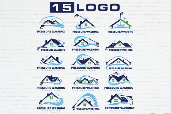 15 Pressure Washing Logo Bundle: Graphics & Logos