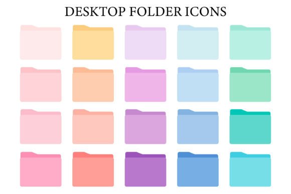 20 Folder Icons: Pastel Desktop Graphics