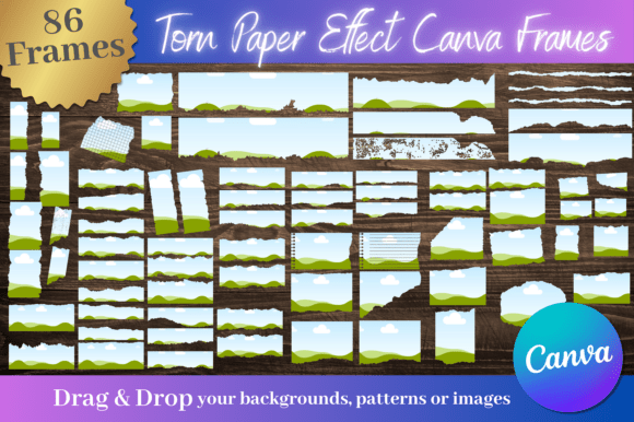 78 Torn Paper Effect Canva Frames Graphics