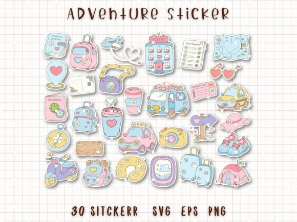 Adventure Travel Sticker Vacation PNG: Graphics & Illustrations for Real Publishing