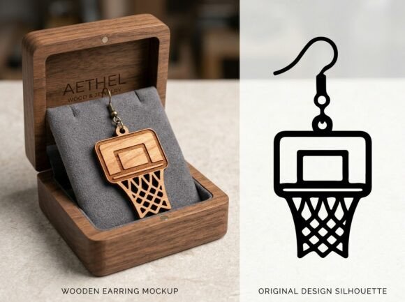Basketball Hoop Earring Laser Cut Design: Graphics for Crafts