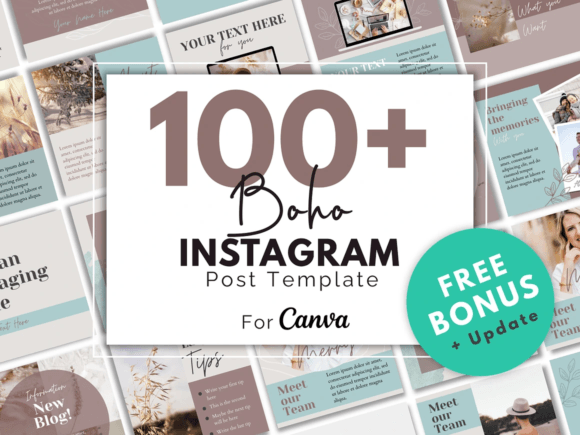 Boho Beauty Instagram Template Canva Graphics