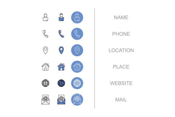 Business Card Icon Collection: Modern Graphics & Icons