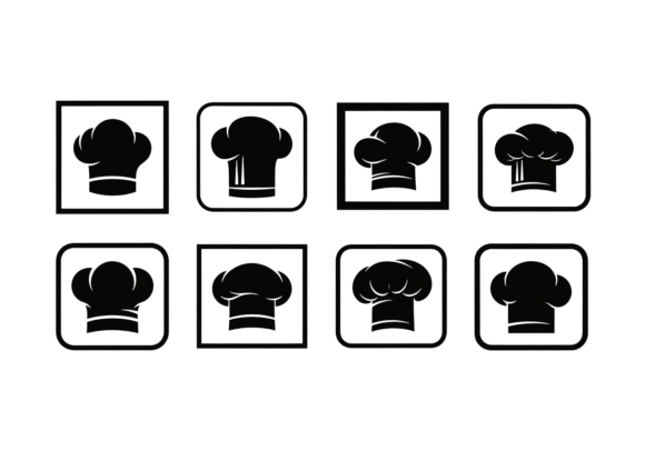 Chef Hat Icons for Culinary Business: Graphics & Crafts