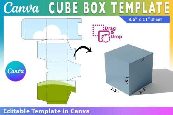 Cube Box Template: Canva Graphics Asset