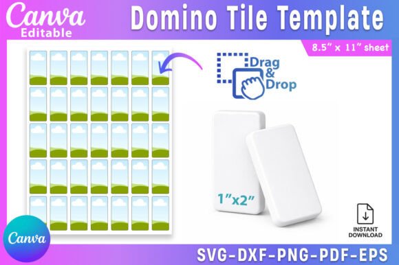 Domino Tile Template SVG for Canva Graphics