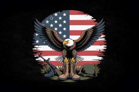 Eagle with USA Flag Veteran Navy Graphics