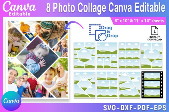 Editable 8 Photo Collage Canva Template: Graphics for Modern Branding