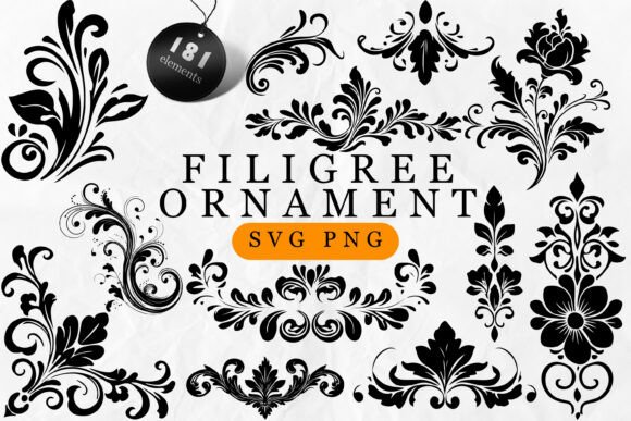 Filigree ScrollOrnament SVG Bundle: Graphics for Elegant Decorative Elements