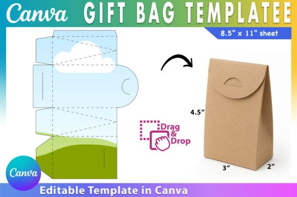 Gift Bag Template SVG & Canva Graphics