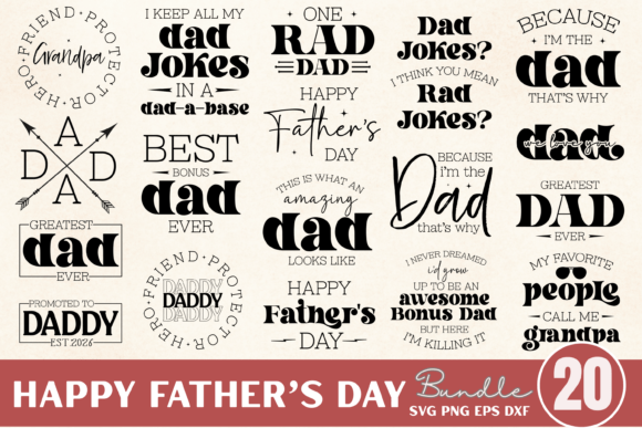 Happy Father’s Day SVG Bundle, Funny Dad Graphics