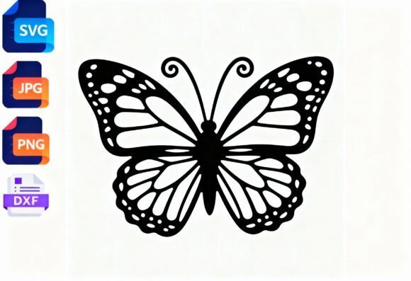 Monarch Butterfly SVG Cut File Black: Graphics for Crafts & Branding