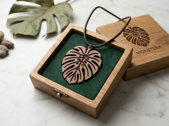 Monstera Leaf Pendant Laser Cut Design: Graphics for Crafts