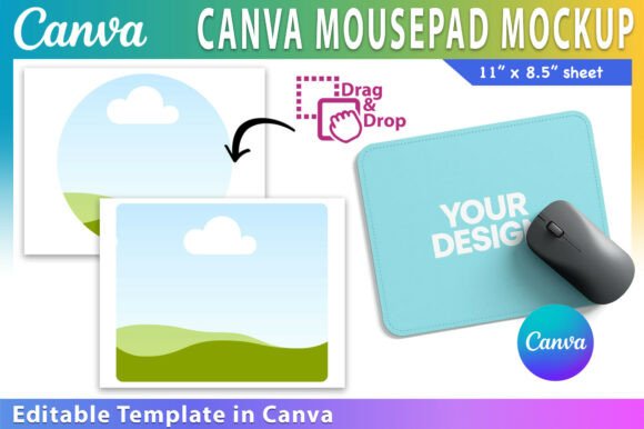Mouse Pad Bundle Canva Template: Graphics for Real Crafting