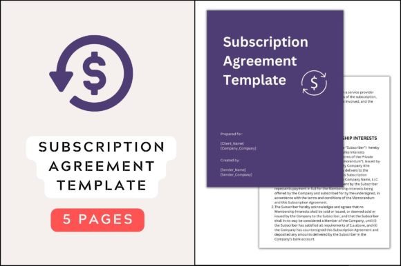 Online Subscription Contract Template: Graphics & Print Templates