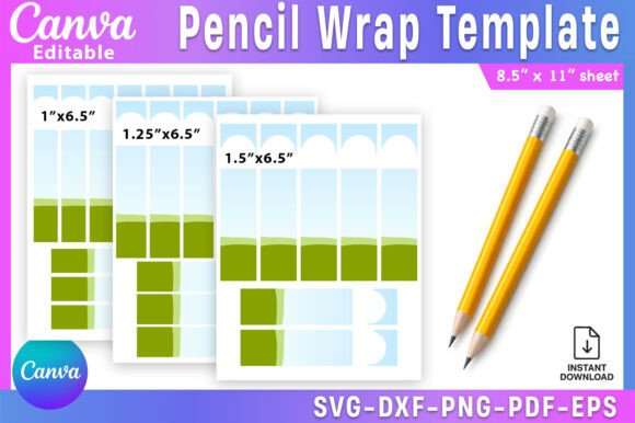 Pencil Label Template, Editable Canva Graphics