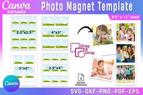 Photo Magnet Editable Canva Template: Graphics for Handmade Crafters