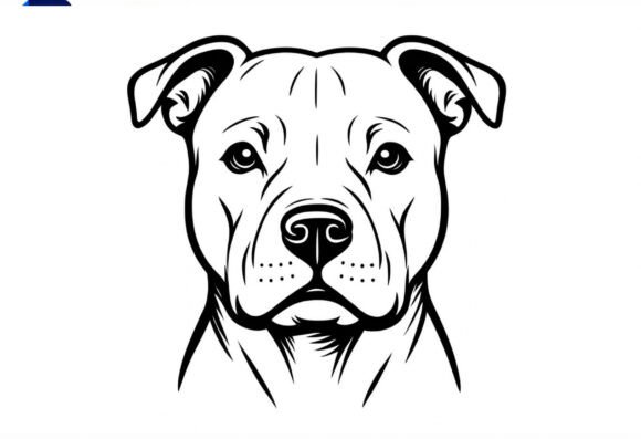 Pitbull Dog Face Line Art Vector Graphic for Crafts & Graphics