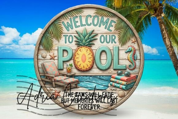 Pool Door Sign, Summer Wind Spinner PNG