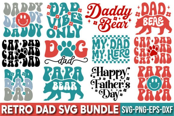 Retro Dad SVG Bundle: Graphics for Crafts & Content
