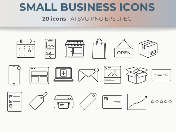 Small Business Line Icons Entrepreneur Graphics