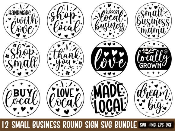 Small Business Round Sign SVG Bundle: Graphics for Crafts & Content