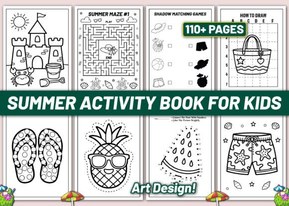 SUMMER ACTIVITY BOOK for KIDS: Graphics & Coloring Pages Amp